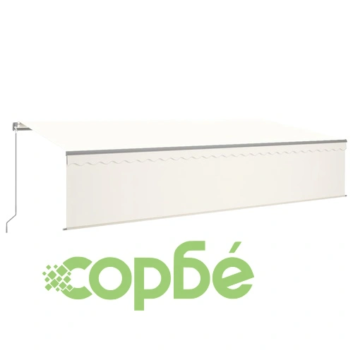 Ръчно прибиращ се сенник с щора и LED, 6x3 м, кремав ➤ топ цена ➤ sorbe.bg