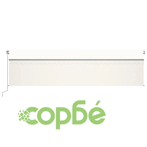 Ръчно прибиращ се сенник с щора и LED, 6x3 м, кремав ➤ топ цена ➤ sorbe.bg