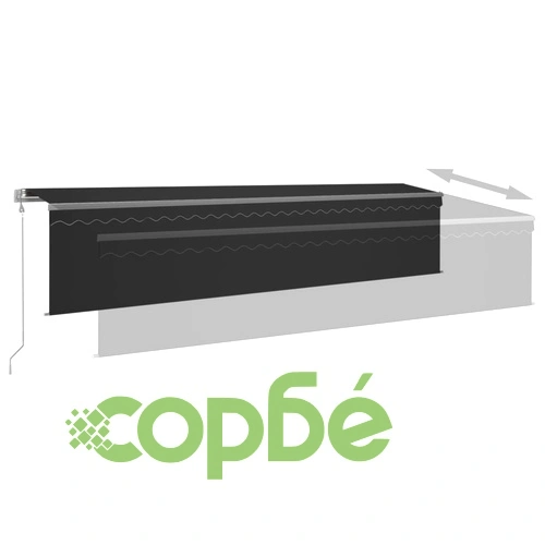 Автоматичен сенник с щора LED и сензор за вятър 6x3 м антрацит ➤ топ цена ➤ sorbe.bg