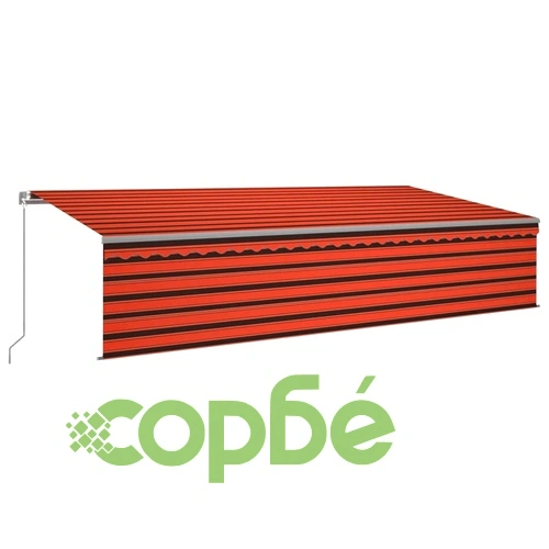 Автоматичен сенник с щора LED и сензор за вятър 6x3 м оранжев ➤ топ цена ➤ sorbe.bg