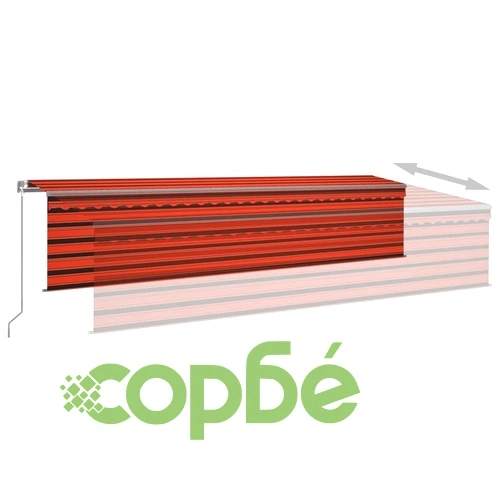 Автоматичен сенник с щора LED и сензор за вятър 6x3 м оранжев ➤ топ цена ➤ sorbe.bg