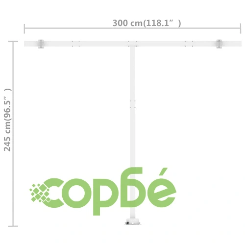 Свободностояща ръчно прибираща се тента, 300x250 см, кремава ➤ топ цена ➤ sorbe.bg