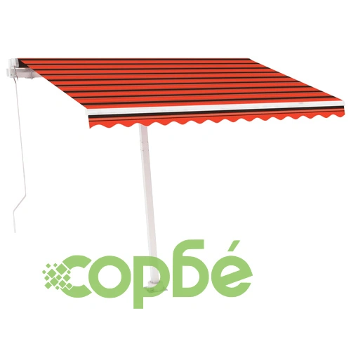 Ръчно прибираща се тента с LED, 300x250 см, оранжево и кафяво ➤ топ цена ➤ sorbe.bg