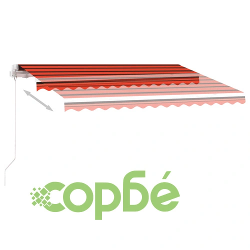 Ръчно прибираща се тента с LED, 300x250 см, оранжево и кафяво ➤ топ цена ➤ sorbe.bg