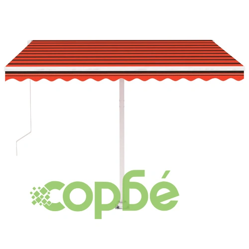 Ръчно прибираща се тента с LED, 300x250 см, оранжево и кафяво ➤ топ цена ➤ sorbe.bg
