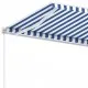 Свободностоящ ръчно прибиращ се сенник, 350x250 см, синьо/бяло