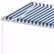 Свободностоящ ръчно прибиращ се сенник, 400x300 см, синьо/бяло