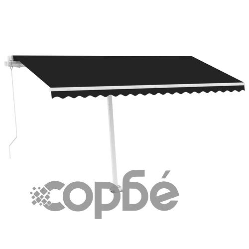 Ръчно прибиращ се сенник с LED, 400x300 см, антрацит ➤ топ цена ➤ sorbe.bg