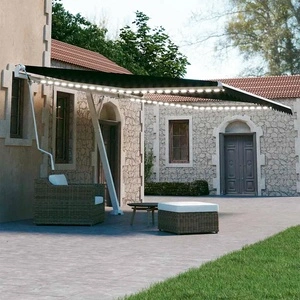 Автоматичен сенник, LED и сензор за вятър, 450x300 см, антрацит