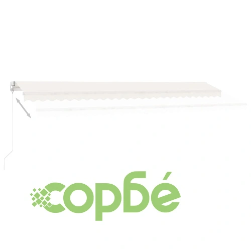 Ръчно прибиращ се сенник с LED, 500x300 см, кремав ➤ топ цена ➤ sorbe.bg