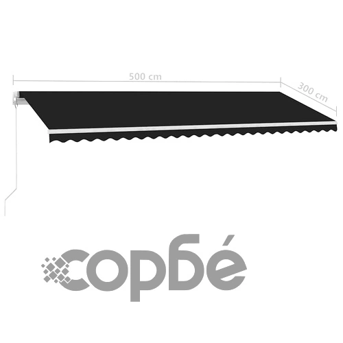 Ръчно прибиращ се сенник с LED, 500x300 см, антрацит ➤ топ цена ➤ sorbe.bg