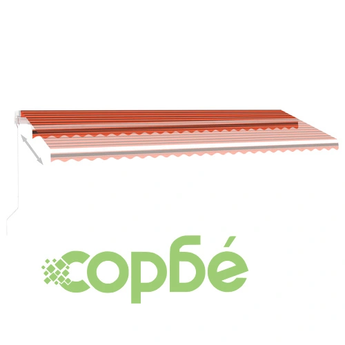 Ръчно прибираща се тента с LED, 500x300 см, оранжево и кафяво ➤ топ цена ➤ sorbe.bg