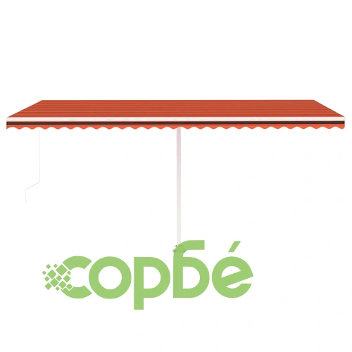 Ръчно прибираща се тента с LED, 500x300 см, оранжево и кафяво ➤ топ цена ➤ sorbe.bg