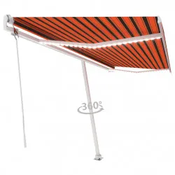 Автоматичен сенник LED сензор за вятър 500x300 см оранжевокафяв