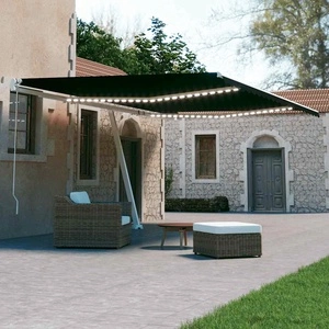 Автоматичен сенник, LED и сензор за вятър, 600x300 см, антрацит