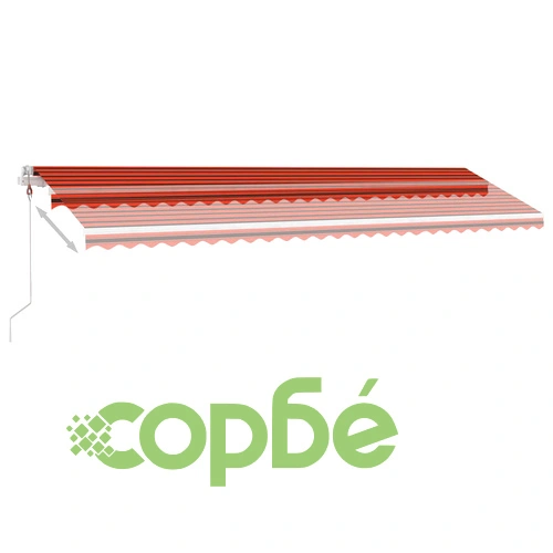 Автоматичен сенник LED сензор за вятър 600x300 см оранжевокафяв ➤ топ цена ➤ sorbe.bg