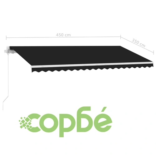 Ръчно прибиращ се сенник с LED, 450x350 см, антрацит ➤ топ цена ➤ sorbe.bg