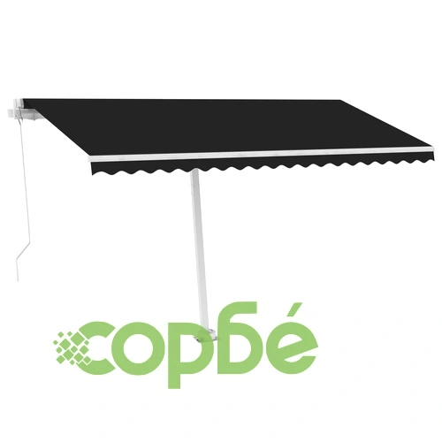 Ръчно прибиращ се сенник с LED, 450x350 см, антрацит ➤ топ цена ➤ sorbe.bg