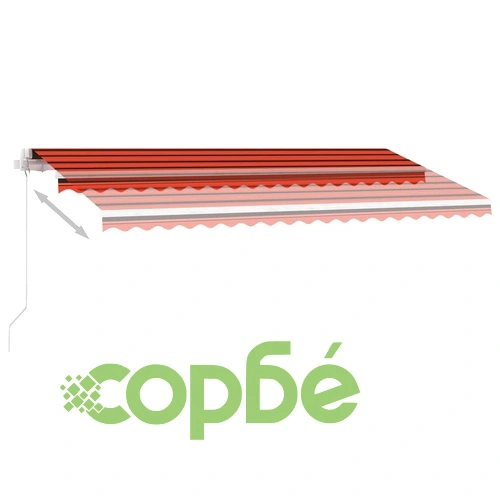 Ръчно прибираща се тента с LED, 450x350 см, оранжево и кафяво ➤ топ цена ➤ sorbe.bg