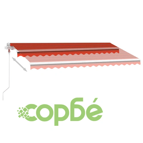 Автоматичен сенник LED сензор за вятър 450x350 см оранжевокафяв ➤ топ цена ➤ sorbe.bg