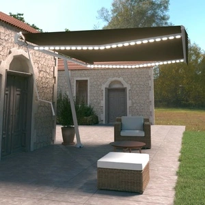 Автоматичен сенник, LED и сензор за вятър, 500x350 см, антрацит 