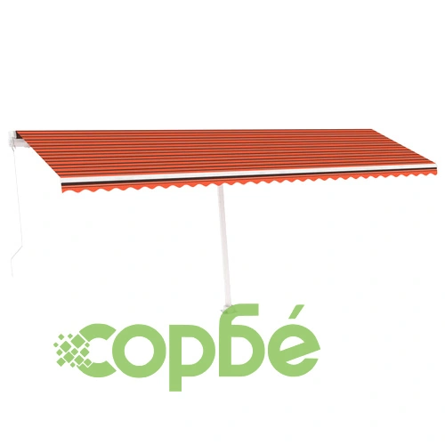 Ръчно прибираща се тента с LED, 600x350 см, оранжево и кафяво ➤ топ цена ➤ sorbe.bg