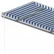 Свободностоящ ръчно прибиращ се сенник, 300x250 см, синьо/бяло