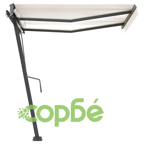 Ръчно прибираща се тента с LED, 300x250 см, кремава ➤ топ цена ➤ sorbe.bg