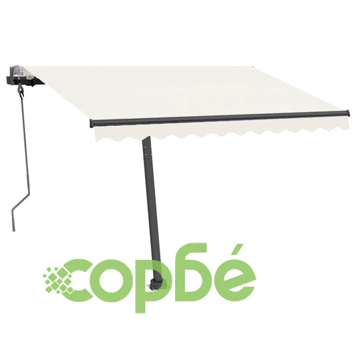 Ръчно прибираща се тента с LED, 300x250 см, кремава ➤ топ цена ➤ sorbe.bg