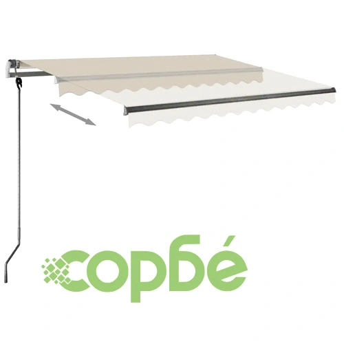 Ръчно прибираща се тента с LED, 300x250 см, кремава ➤ топ цена ➤ sorbe.bg