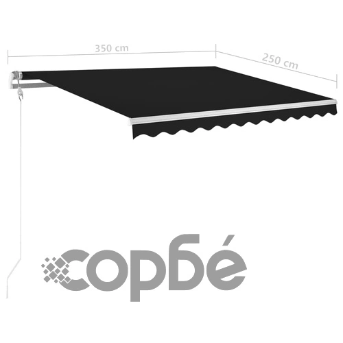 Свободностояща ръчно прибираща се тента, 350x250 см, антрацит ➤ топ цена ➤ sorbe.bg