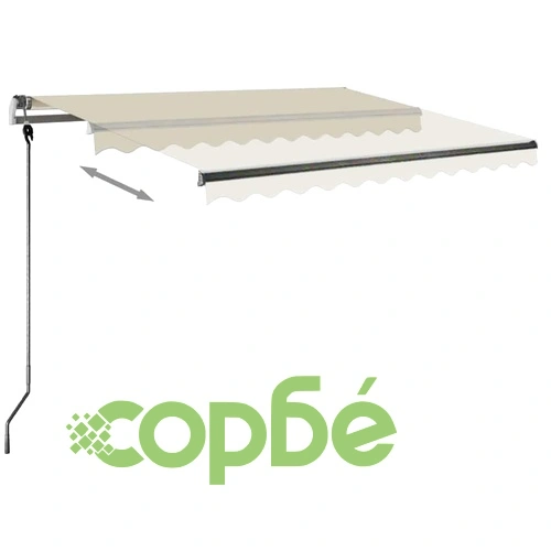 Ръчно прибиращ се сенник с LED, 350x250 см, кремав ➤ топ цена ➤ sorbe.bg