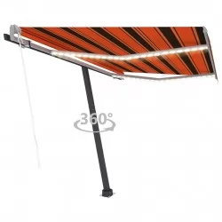 Автоматичен сенник, LED и сензор за вятър, 350x250 см, оранжев