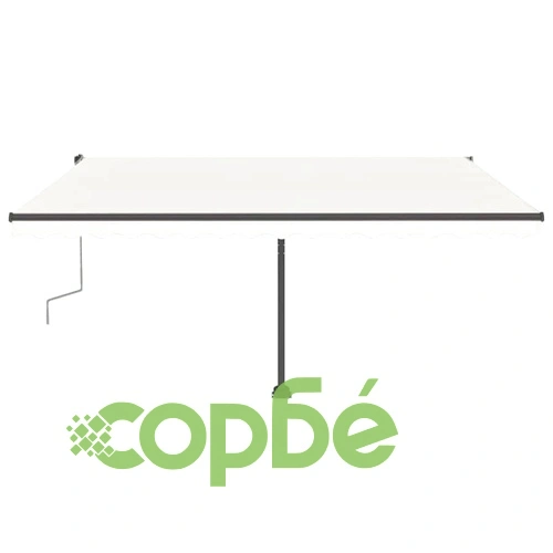 Ръчно прибиращ се сенник с LED, 400x300 см, кремав ➤ топ цена ➤ sorbe.bg