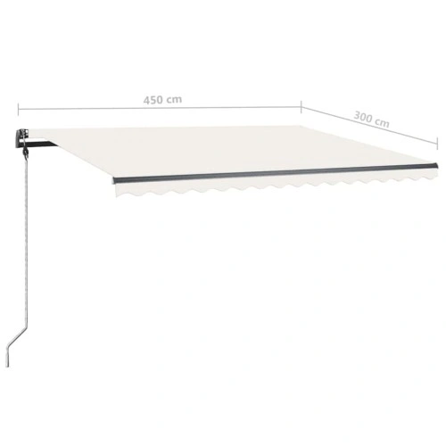 Ръчно прибиращ се сенник с LED, 450x300 см, кремав ➤ топ цена ➤ sorbe.bg