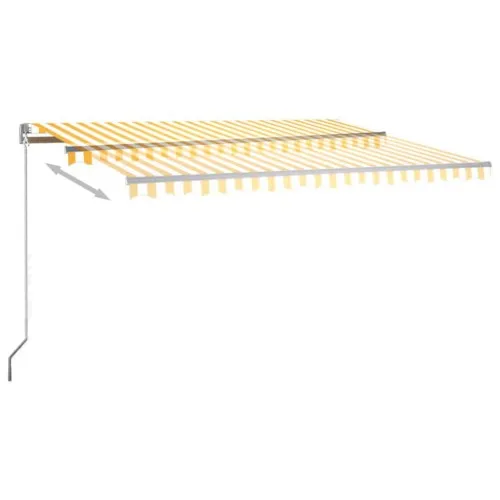 Автоматичен сенник LED сензор за вятър 450x300 см жълто/бяло ➤ топ цена ➤ sorbe.bg