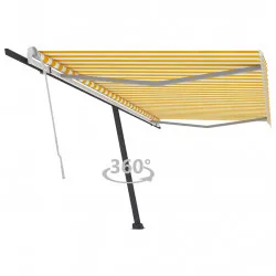 Свободностоящ ръчно прибиращ се сенник, 500x300 см, жълто/бяло