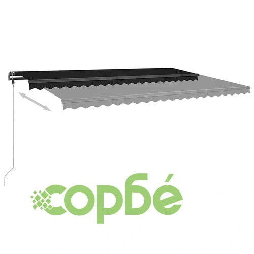 Ръчно прибиращ се сенник с LED, 500x300 см, антрацит ➤ топ цена ➤ sorbe.bg