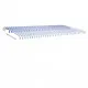 Свободностоящ ръчно прибиращ се сенник, 600x300 см, синьо/бяло