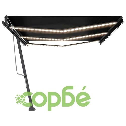 Ръчно прибираща се тента с LED, 600x300 см, антрацит ➤ топ цена ➤ sorbe.bg