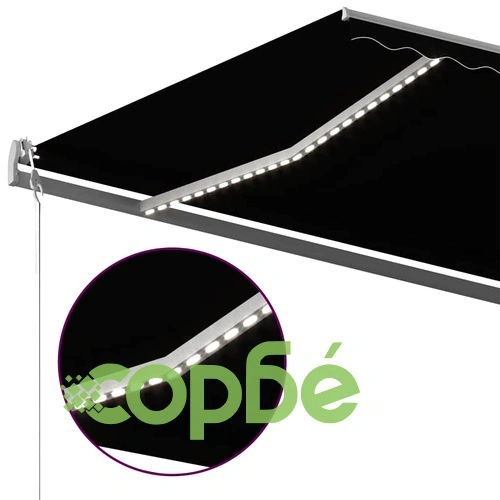 Ръчно прибираща се тента с LED, 600x300 см, антрацит ➤ топ цена ➤ sorbe.bg