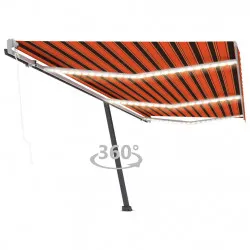 Автоматичен сенник LED сензор за вятър 600x300 см оранжевокафяв