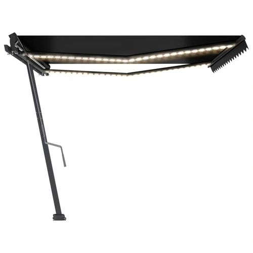 Ръчно прибиращ се сенник с LED, 400x350 см, антрацит ➤ топ цена ➤ sorbe.bg
