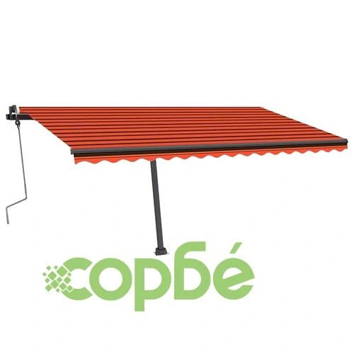 Ръчно прибираща се тента с LED, 400x350 см, оранжево и кафяво ➤ топ цена ➤ sorbe.bg