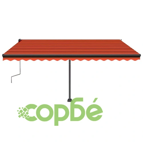 Ръчно прибираща се тента с LED, 400x350 см, оранжево и кафяво ➤ топ цена ➤ sorbe.bg