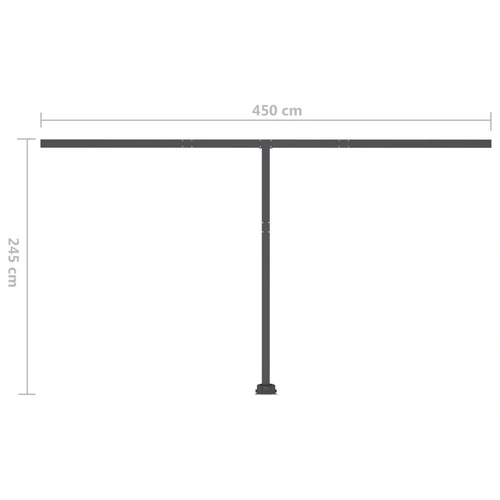 Ръчно прибиращ се сенник с LED, 450x350 см, синьо и бяло ➤ топ цена ➤ sorbe.bg