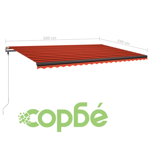 Ръчно прибираща се тента с LED, 500x350 cм, оранжево и кафяво на топ цена от sorbe.bg Ръчно прибираща се тента с LED, 500x350 cм, оранжево и кафяво ➤ топ цена ➤ sorbe.bg