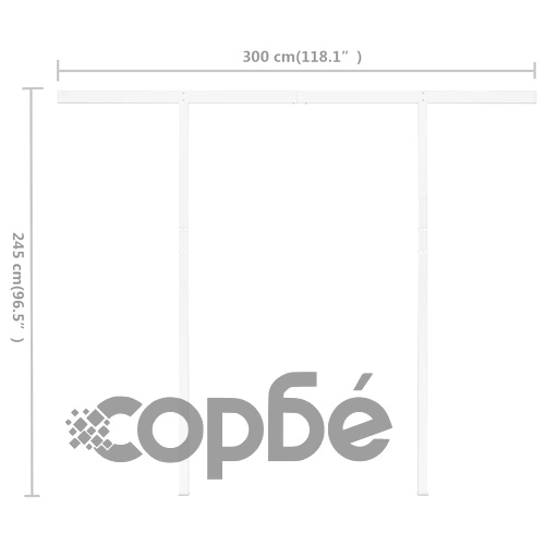 Ръчно прибиращ се сенник с прътове, 3x2,5 м, синьо и бяло ➤ топ цена ➤ sorbe.bg