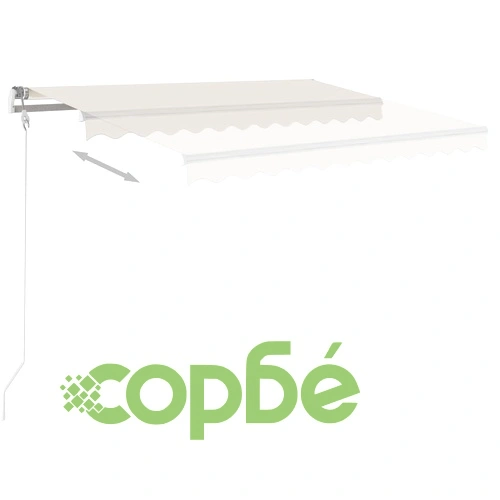 Ръчно прибираща се тента с LED, 3x2,5 м, кремава ➤ топ цена ➤ sorbe.bg