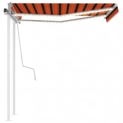 Ръчно прибиращ се сенник с LED, 3x2,5 м, оранжево и кафяво